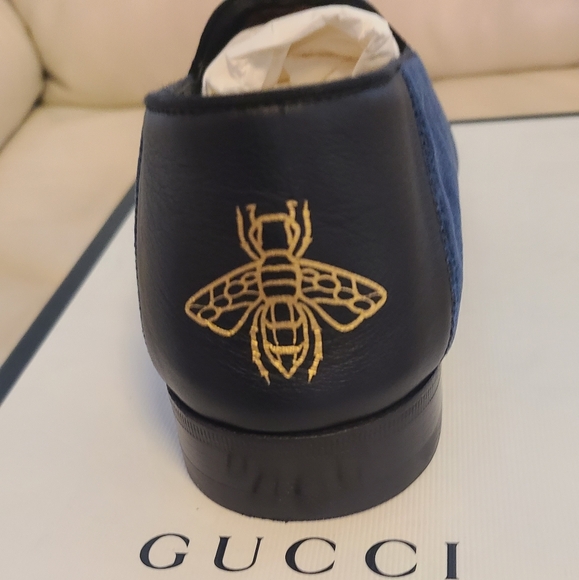 Gucci NY Yankees Velvet Loafers -Blue -Mens US 8.5 - Picture 14 of 16